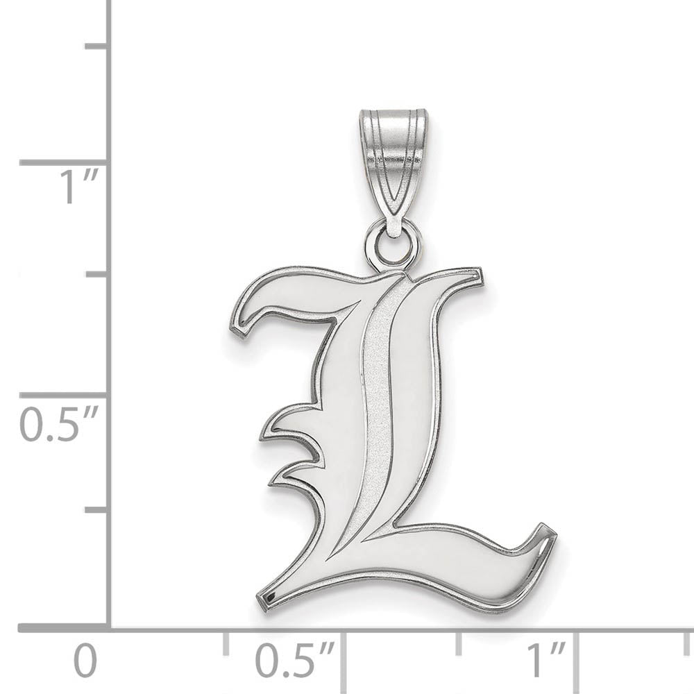 Alternate view of the 10k White Gold U. of Louisville Large 'L' Pendant by The Black Bow Jewelry Co.