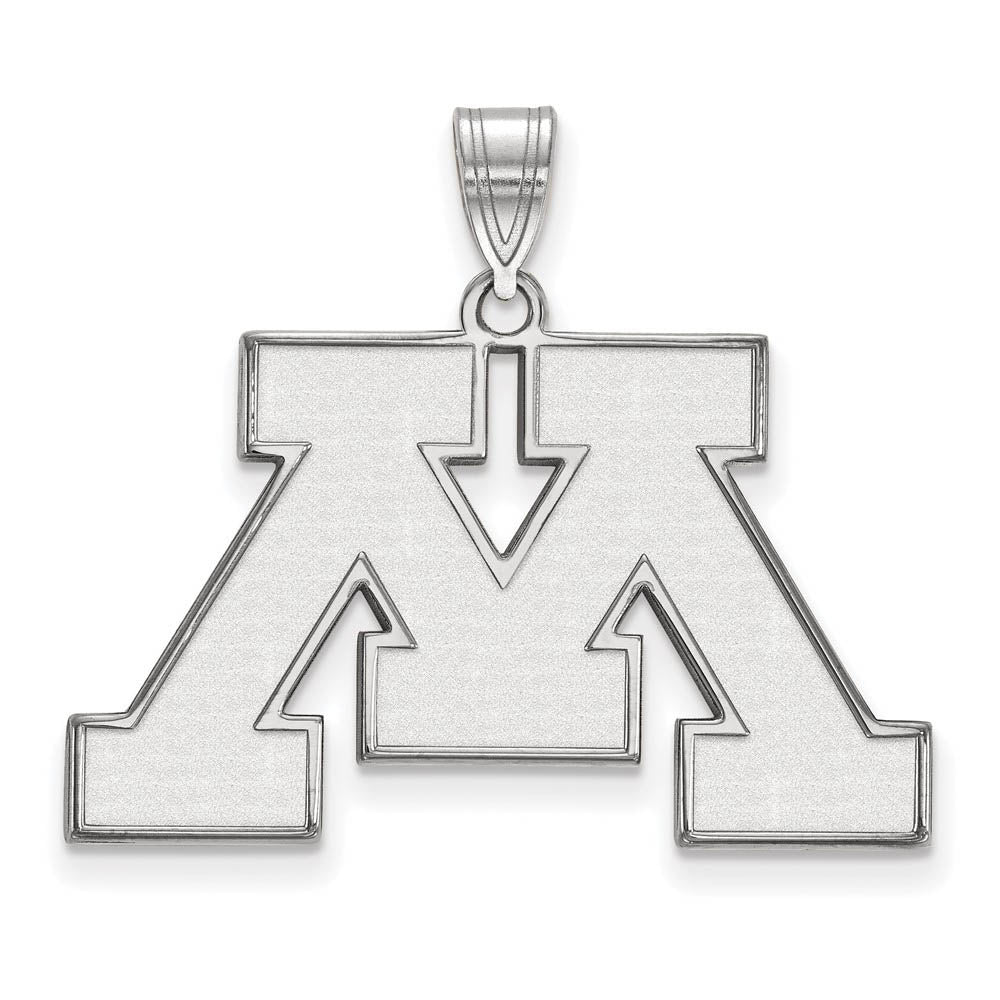 10k White Gold U. of Minnesota Large Initial M Pendant, Item P15796 by The Black Bow Jewelry Co.