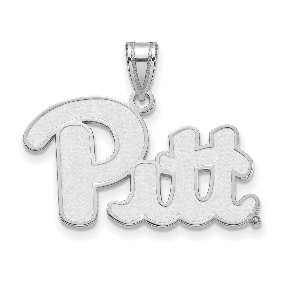 10k White Gold U. of Pittsburgh Large 'Pitt' Pendant, Item P15808 by The Black Bow Jewelry Co.