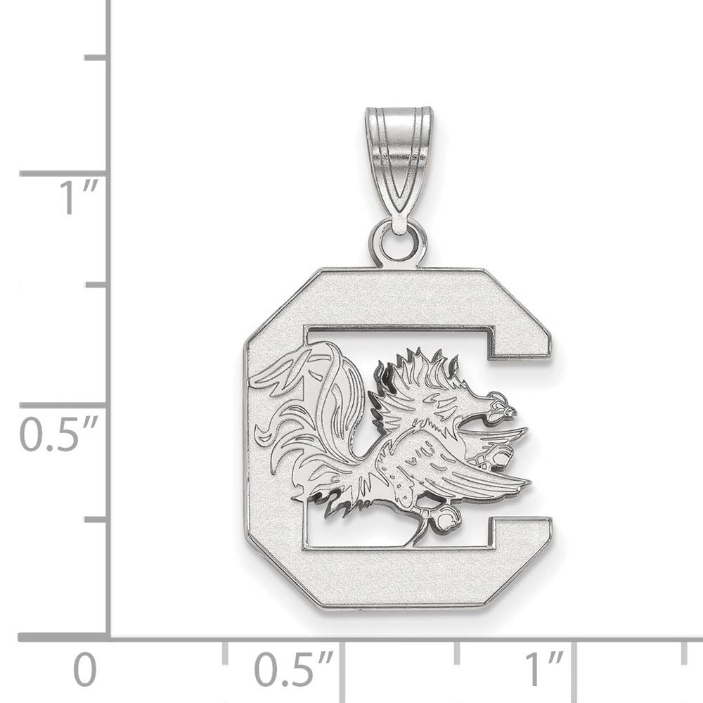 Alternate view of the 10k White Gold South Carolina Large Logo Pendant by The Black Bow Jewelry Co.