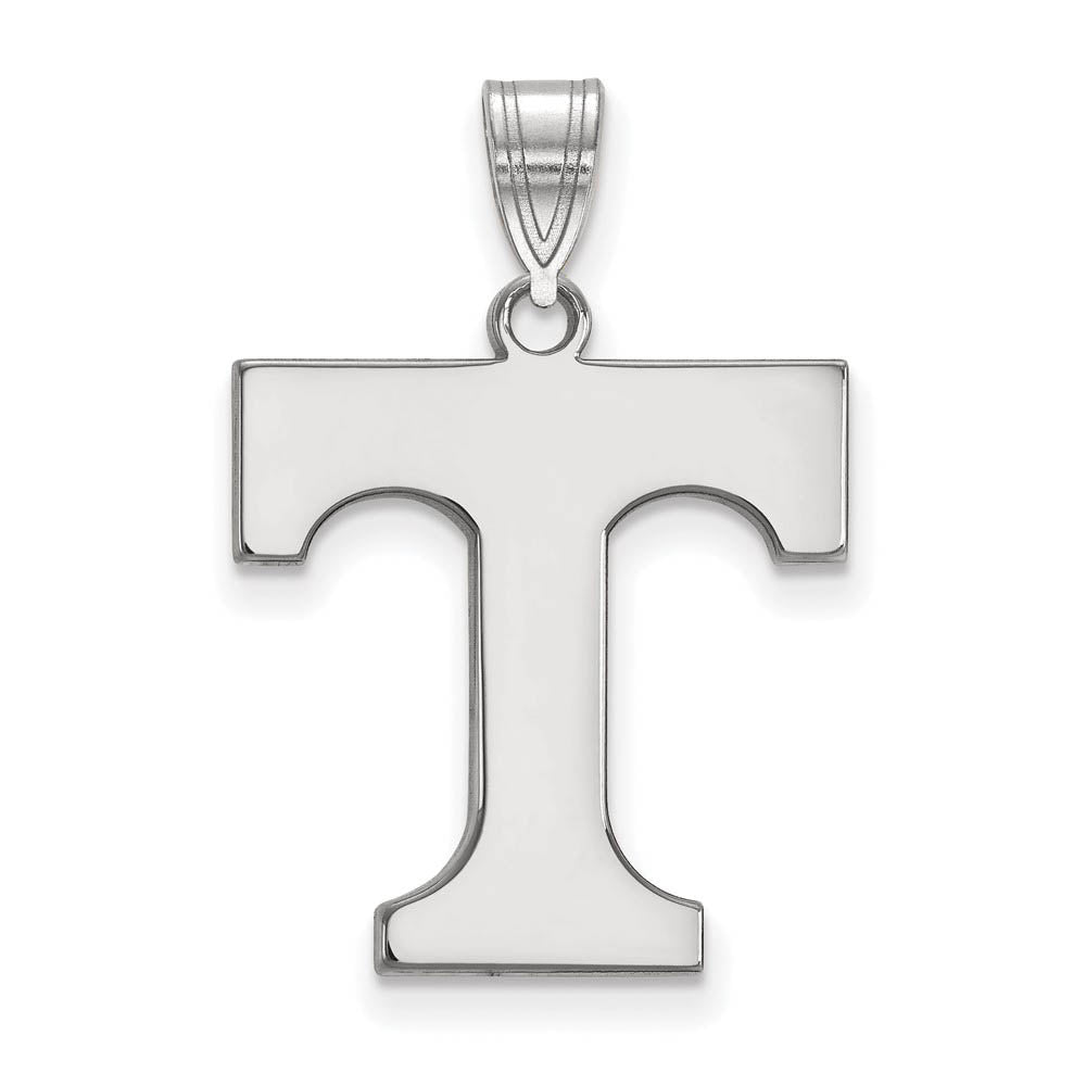 10k White Gold U. of Tennessee Large Initial T Pendant, Item P15813 by The Black Bow Jewelry Co.