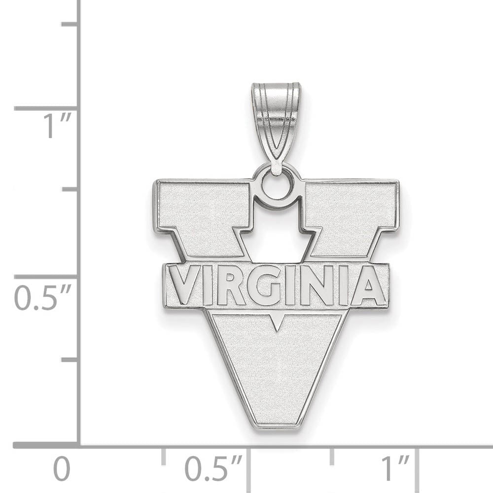 Alternate view of the 10k White Gold U. of Virginia Large 'V' Logo Pendant by The Black Bow Jewelry Co.