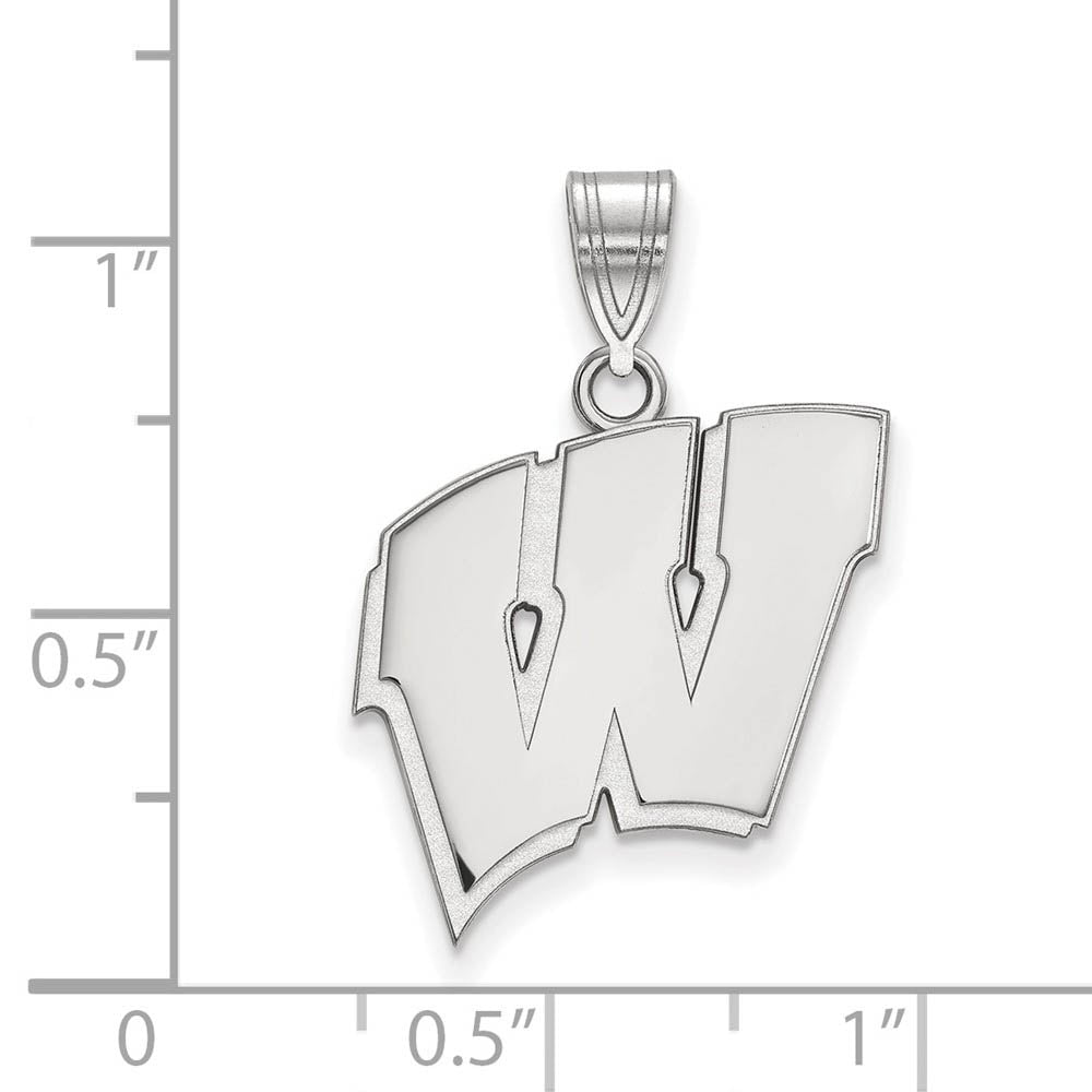 Alternate view of the 10k White Gold U. of Wisconsin Large Initial W Pendant by The Black Bow Jewelry Co.