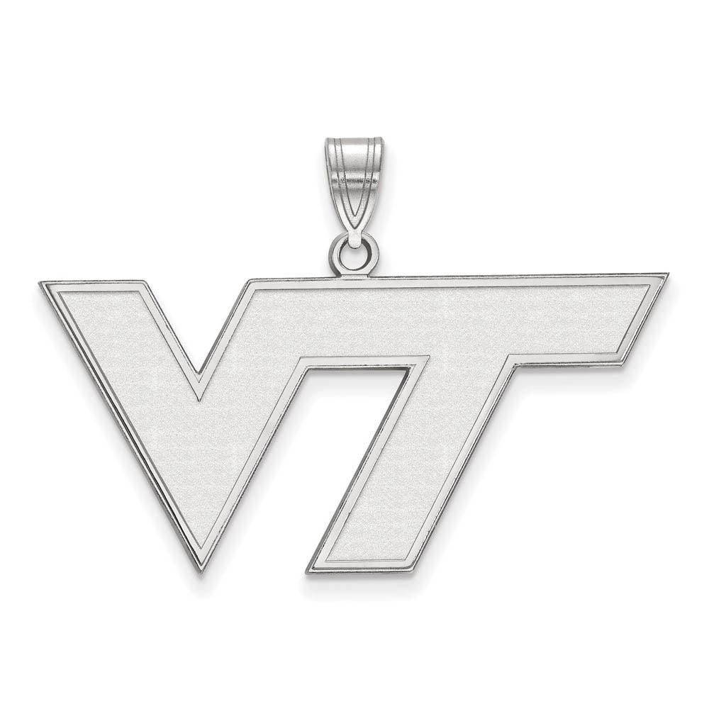 10k White Gold Virginia Tech Large Logo Pendant, Item P15818 by The Black Bow Jewelry Co.