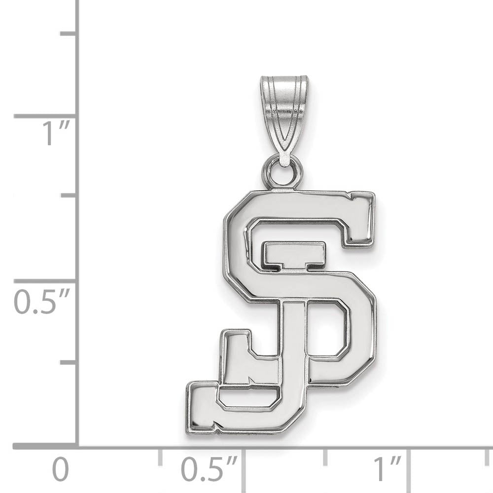 Alternate view of the 10k White Gold San Jose State Large Pendant by The Black Bow Jewelry Co.