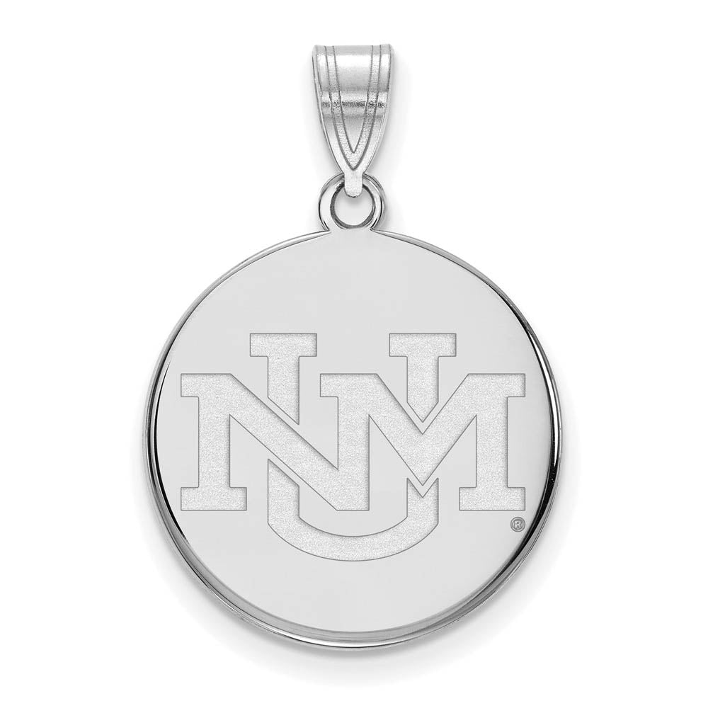 10k White Gold U. of New Mexico Large Pendant, Item P15852 by The Black Bow Jewelry Co.