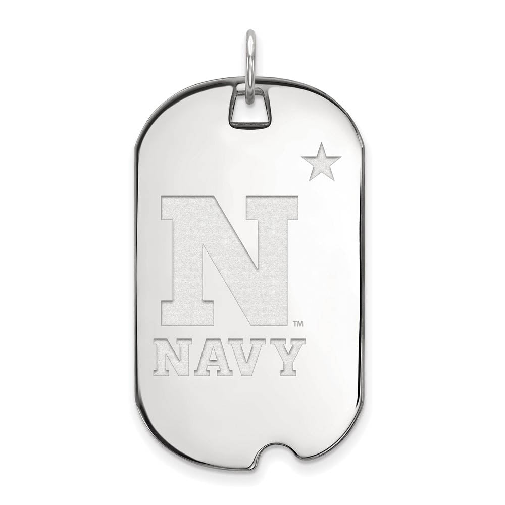 10k White Gold U.S. Naval Academy Large 'N' with Star Dog Tag Pendant, Item P15867 by The Black Bow Jewelry Co.