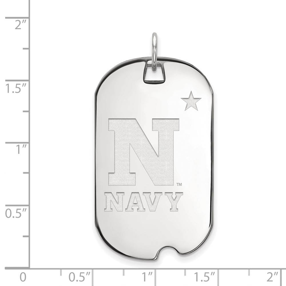 Alternate view of the 10k White Gold U.S. Naval Academy Large 'N' with Star Dog Tag Pendant by The Black Bow Jewelry Co.