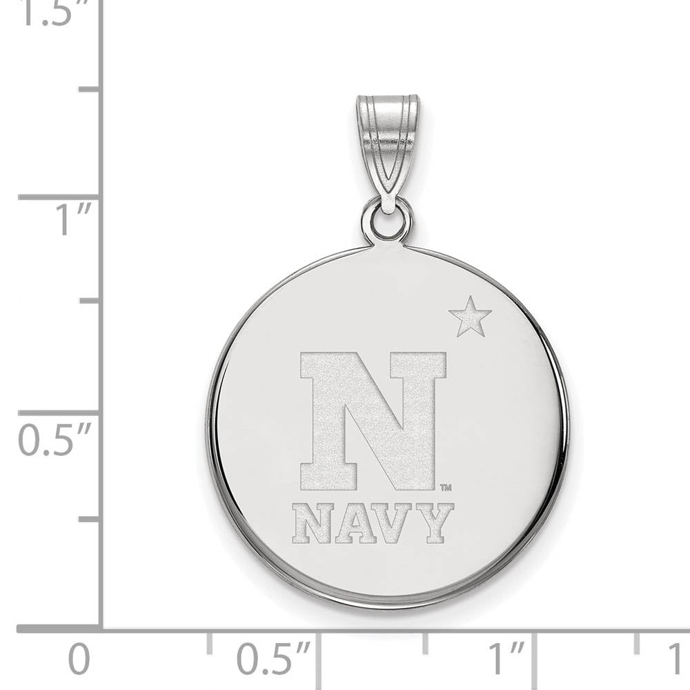 Alternate view of the 10k White Gold U.S. Naval Academy Large Disc Pendant by The Black Bow Jewelry Co.