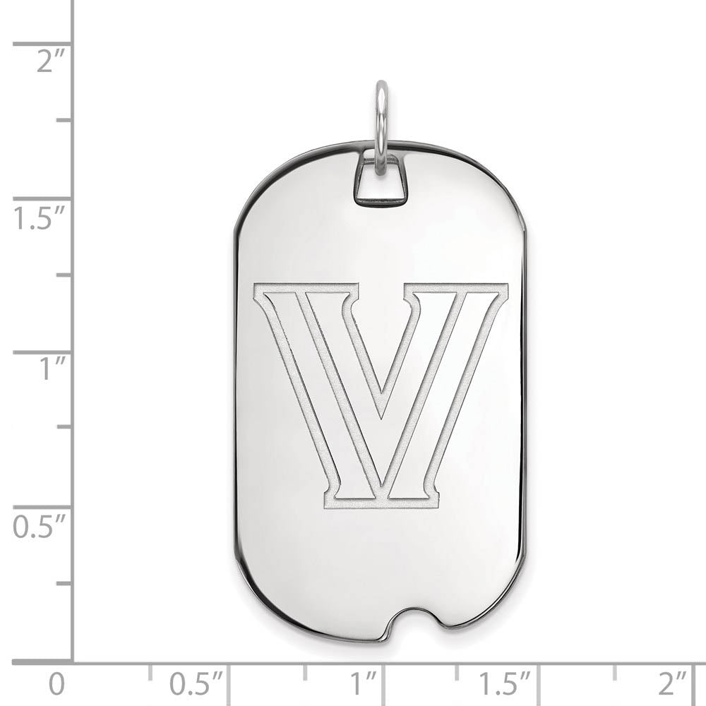 Alternate view of the 10k White Gold Villanova U. Large Logo Dog Tag Pendant by The Black Bow Jewelry Co.