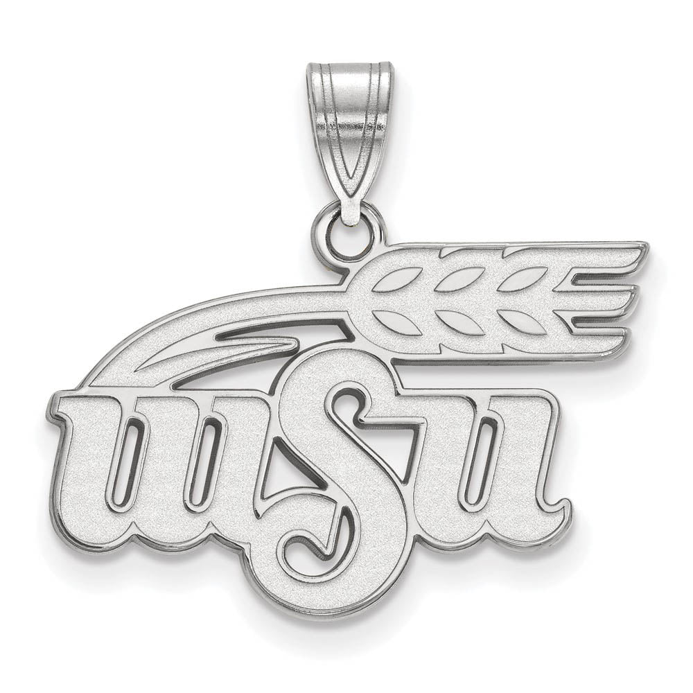 10k White Gold Wichita State Large Logo Pendant, Item P15878 by The Black Bow Jewelry Co.