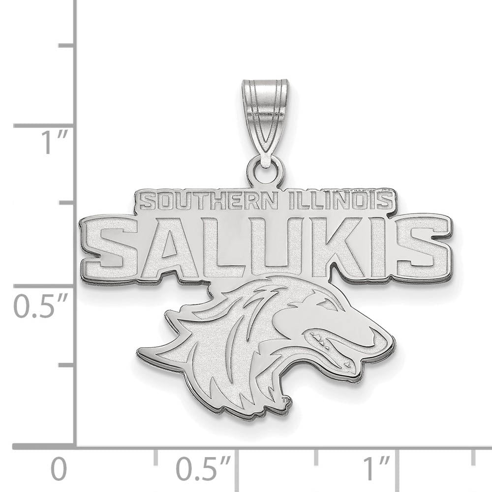 Alternate view of the 10k White Gold Southern Illinois U. Large Pendant by The Black Bow Jewelry Co.