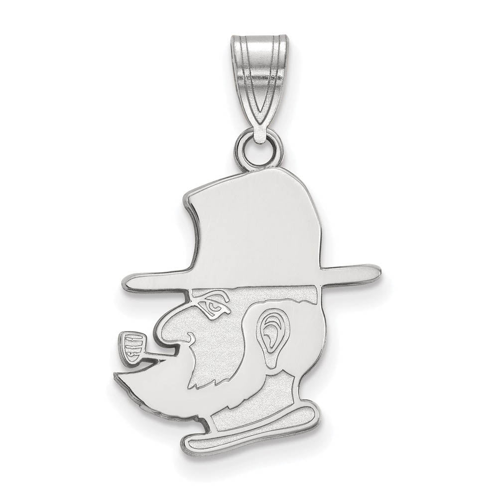 10k White Gold Appalachian State Large Mascot Pendant, Item P15883 by The Black Bow Jewelry Co.