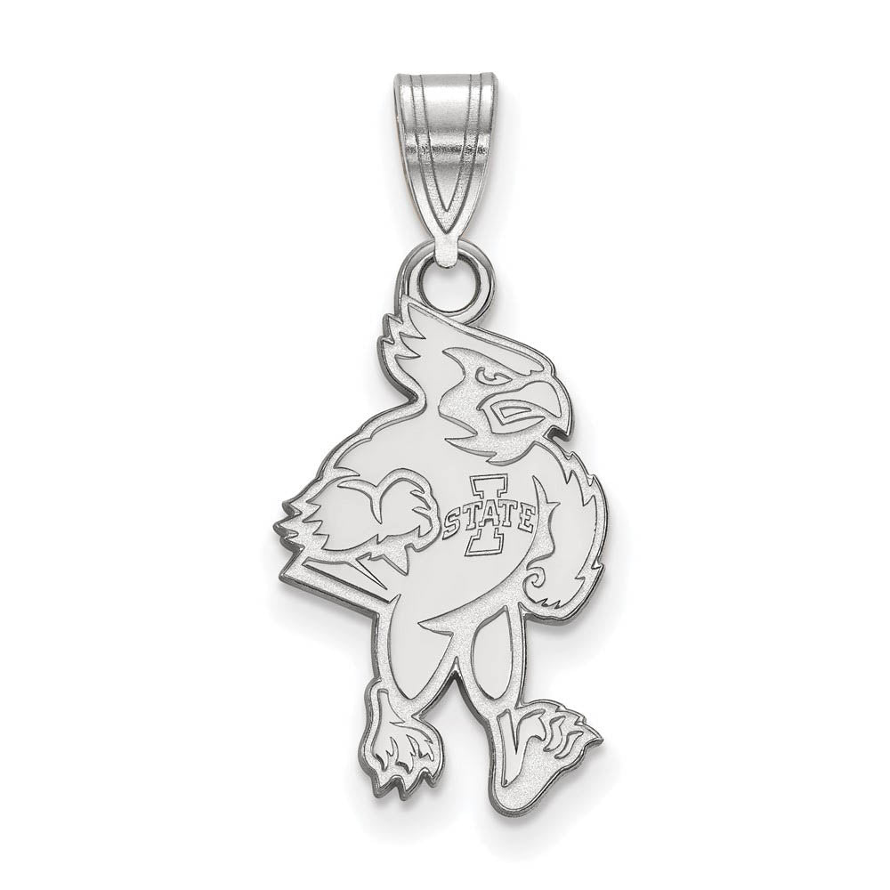 10k White Gold Iowa State Large Mascot Pendant, Item P15890 by The Black Bow Jewelry Co.