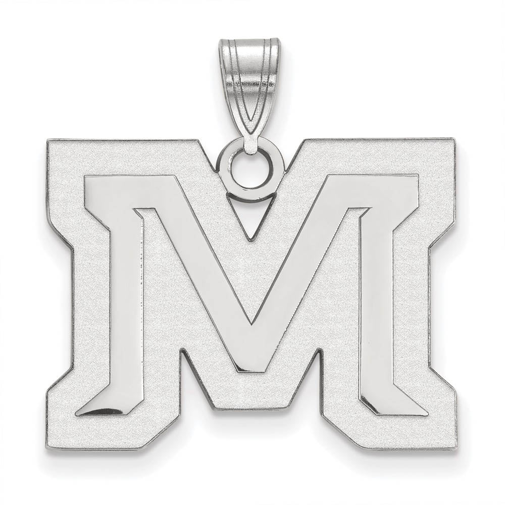 10k White Gold Montana State Large 'M' Pendant, Item P15892 by The Black Bow Jewelry Co.
