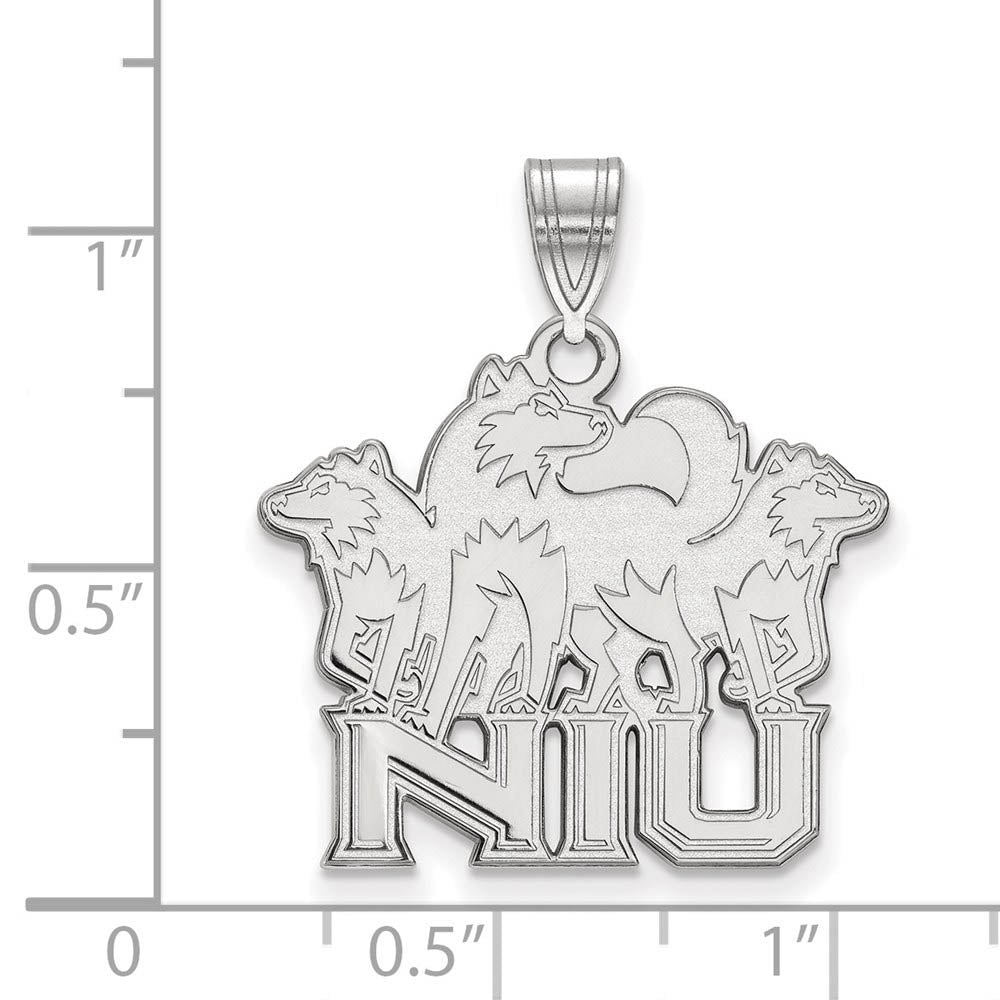 Alternate view of the 10k White Gold Northern Illinois U. Large Logo Pendant by The Black Bow Jewelry Co.