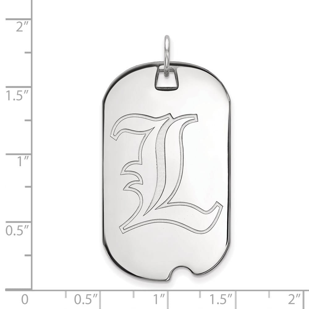Alternate view of the 10k White Gold U. of Louisville Large Dog Tag Pendant by The Black Bow Jewelry Co.