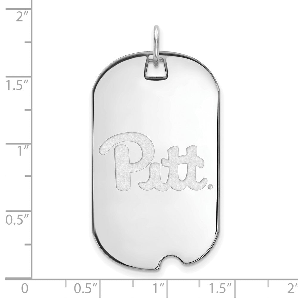 Alternate view of the 10k White Gold U. of Pittsburgh Large Dog Tag Pendant by The Black Bow Jewelry Co.