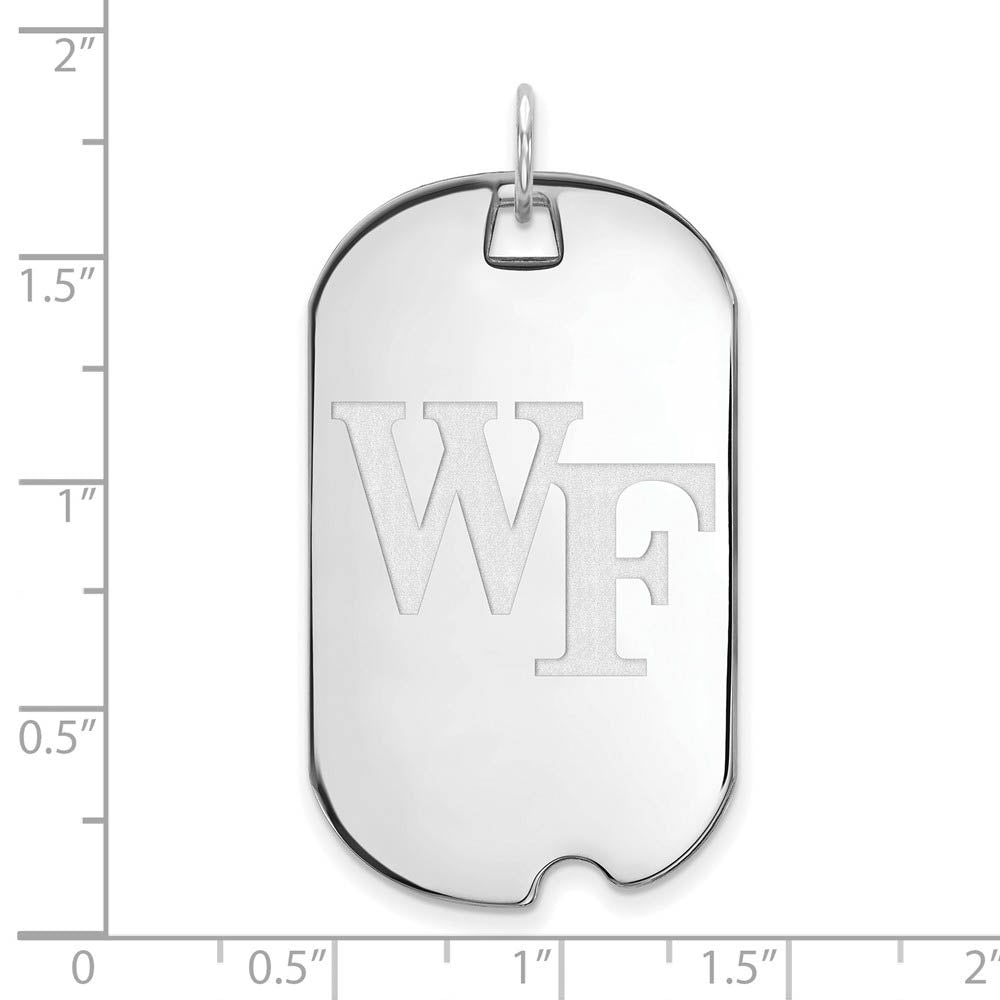Alternate view of the 10k White Gold Wake Forest U. Large 'WF' Dog Tag Pendant by The Black Bow Jewelry Co.