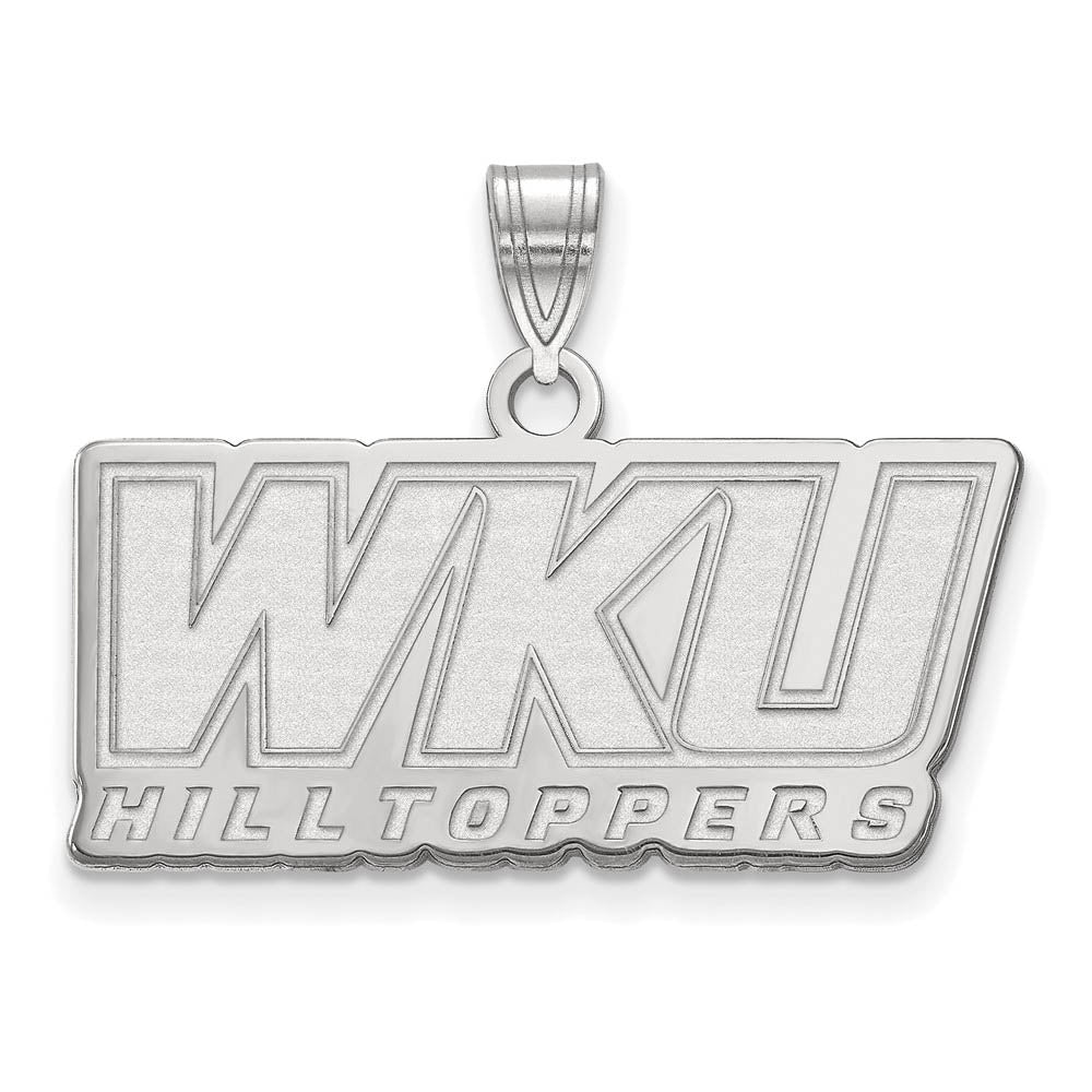 10k White Gold Western Kentucky U. Large 'WKU' Pendant, Item P15921 by The Black Bow Jewelry Co.