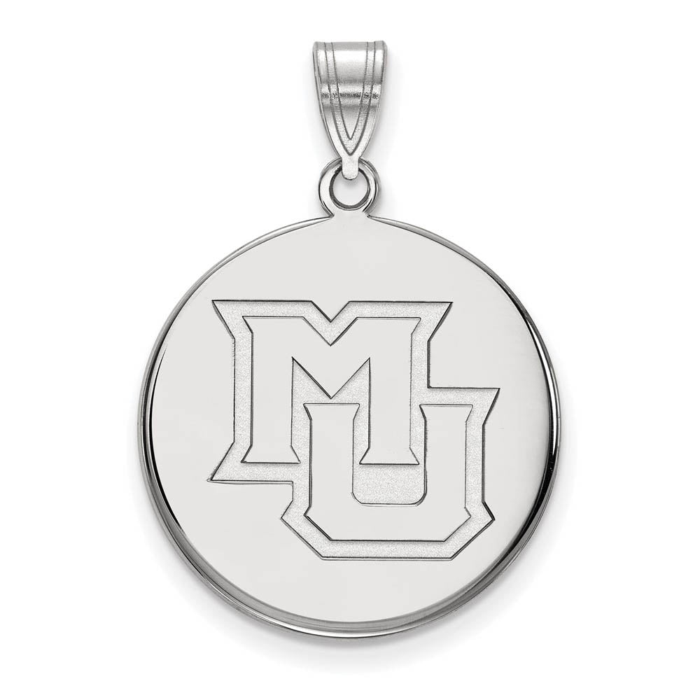 10k White Gold Marquette U Large Disc Pendant, Item P15927 by The Black Bow Jewelry Co.