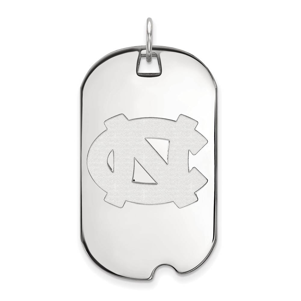 10k White Gold North Carolina Large Dog Tag Pendant, Item P15934 by The Black Bow Jewelry Co.