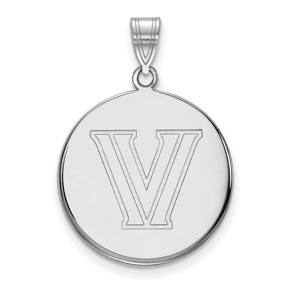 10k White Gold Villanova U. Large Logo Disc Pendant, Item P15935 by The Black Bow Jewelry Co.