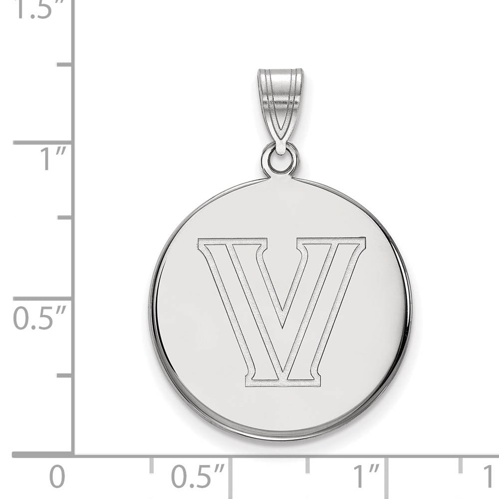 Alternate view of the 10k White Gold Villanova U. Large Logo Disc Pendant by The Black Bow Jewelry Co.