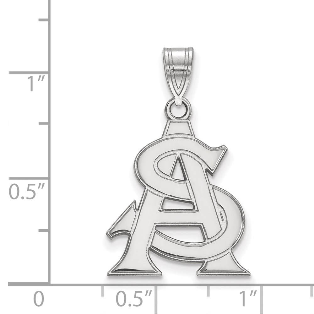 Alternate view of the 10k White Gold Arizona State Large Pendant by The Black Bow Jewelry Co.