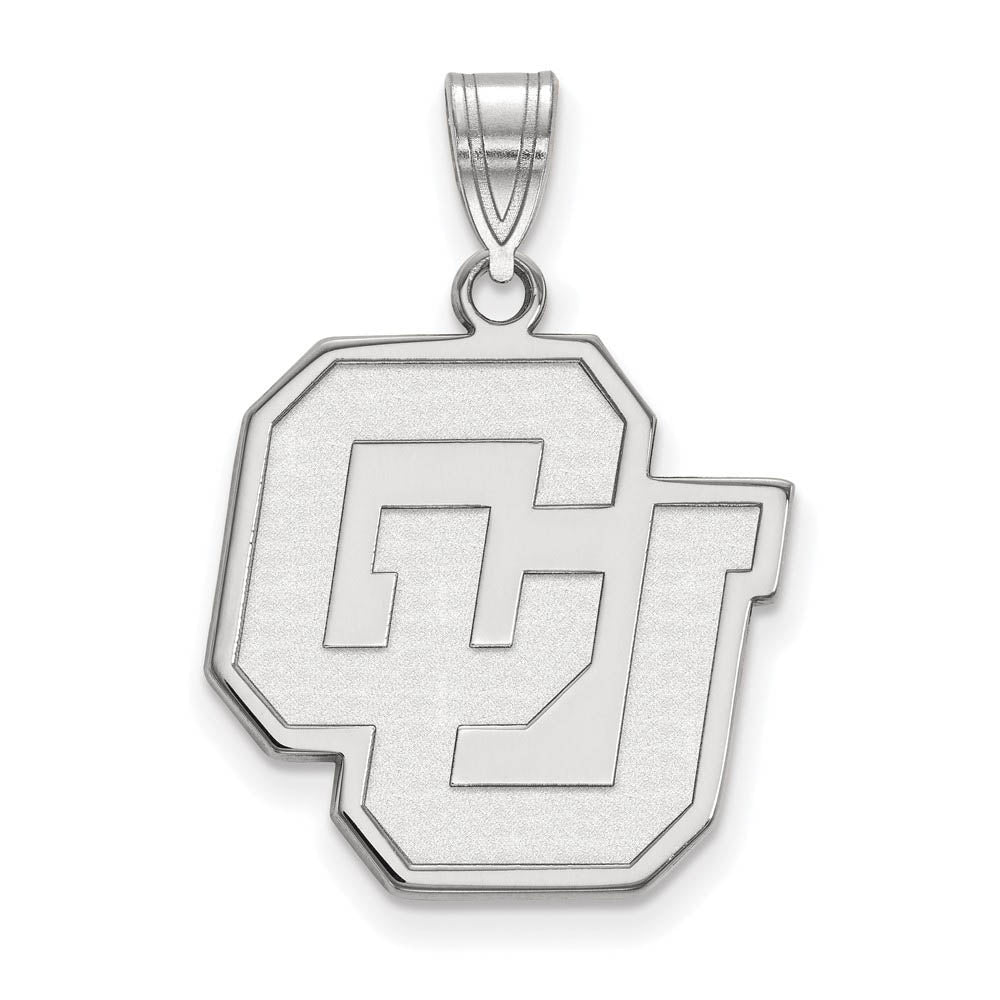 10k White Gold U of Colorado Large Pendant, Item P15944 by The Black Bow Jewelry Co.