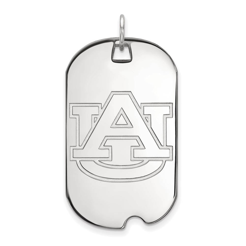 10k White Gold Auburn U Large Dog Tag Pendant, Item P15947 by The Black Bow Jewelry Co.