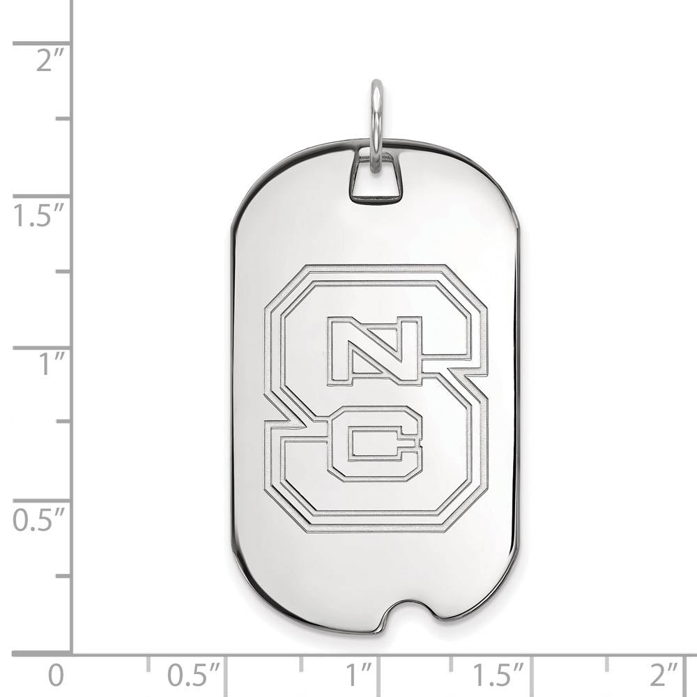 Alternate view of the 10k White Gold North Carolina State Large 'NCS' Dog Tag Pendant by The Black Bow Jewelry Co.