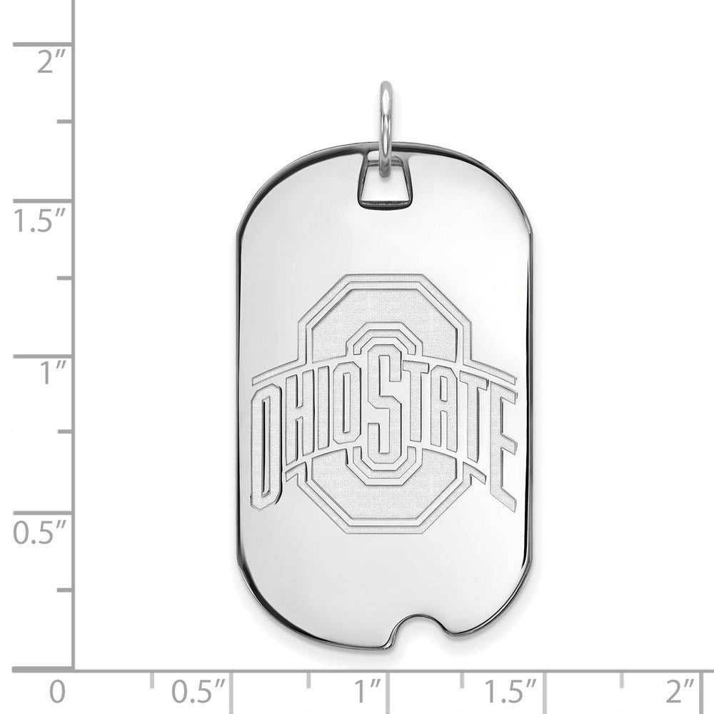 Alternate view of the 10k White Gold Ohio State Large Dog Tag Pendant by The Black Bow Jewelry Co.
