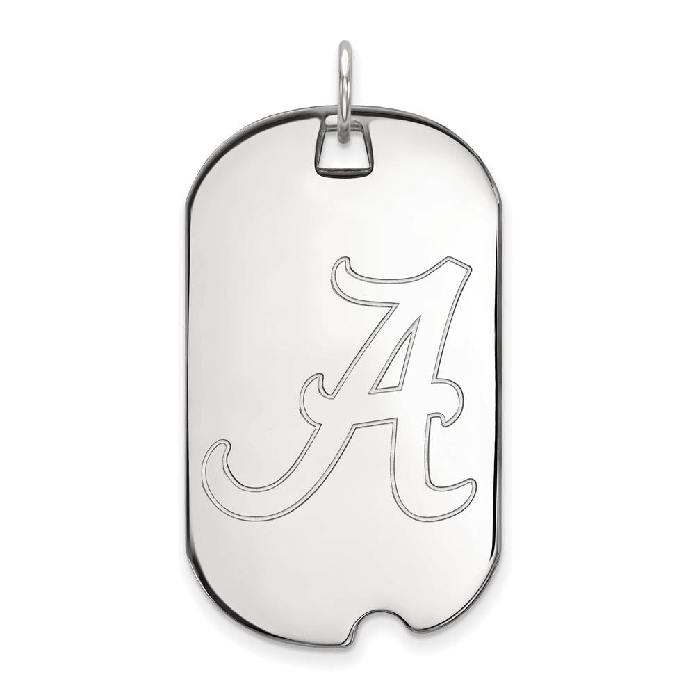 10k White Gold U. of Alabama Large Initial A Dog Tag Pendant, Item P15961 by The Black Bow Jewelry Co.