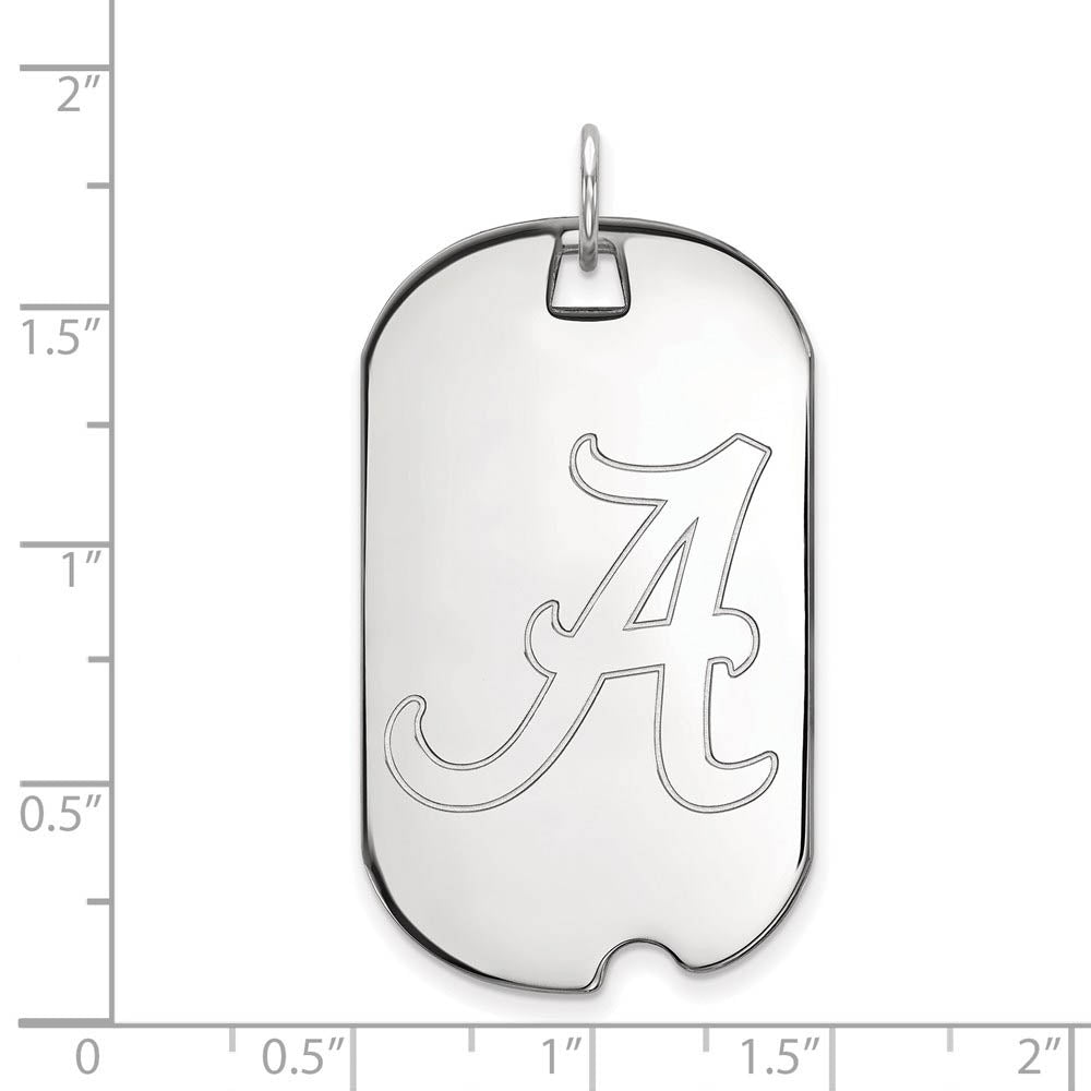 Alternate view of the 10k White Gold U. of Alabama Large Initial A Dog Tag Pendant by The Black Bow Jewelry Co.
