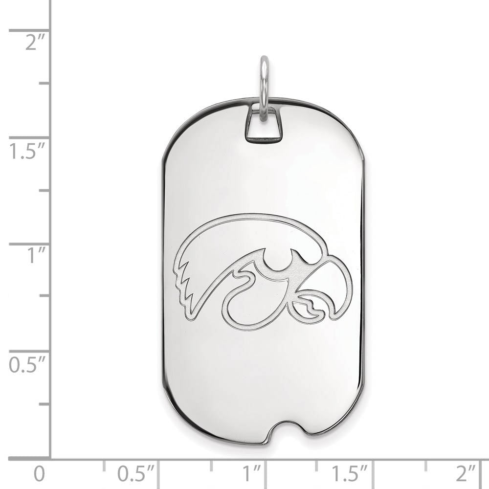 Alternate view of the 10k White Gold U. of Iowa Large Dog Tag Pendant by The Black Bow Jewelry Co.