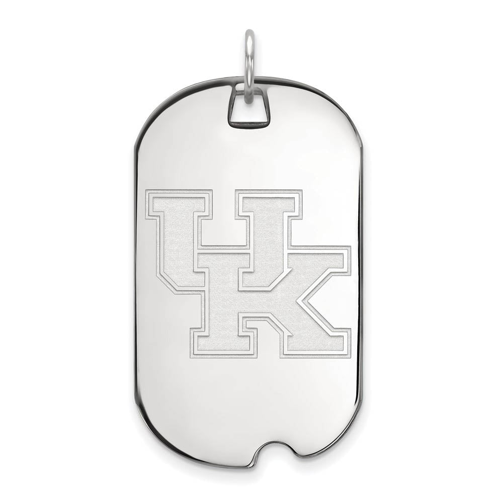 10k White Gold U. of Kentucky Large Dog Tag Pendant, Item P15966 by The Black Bow Jewelry Co.