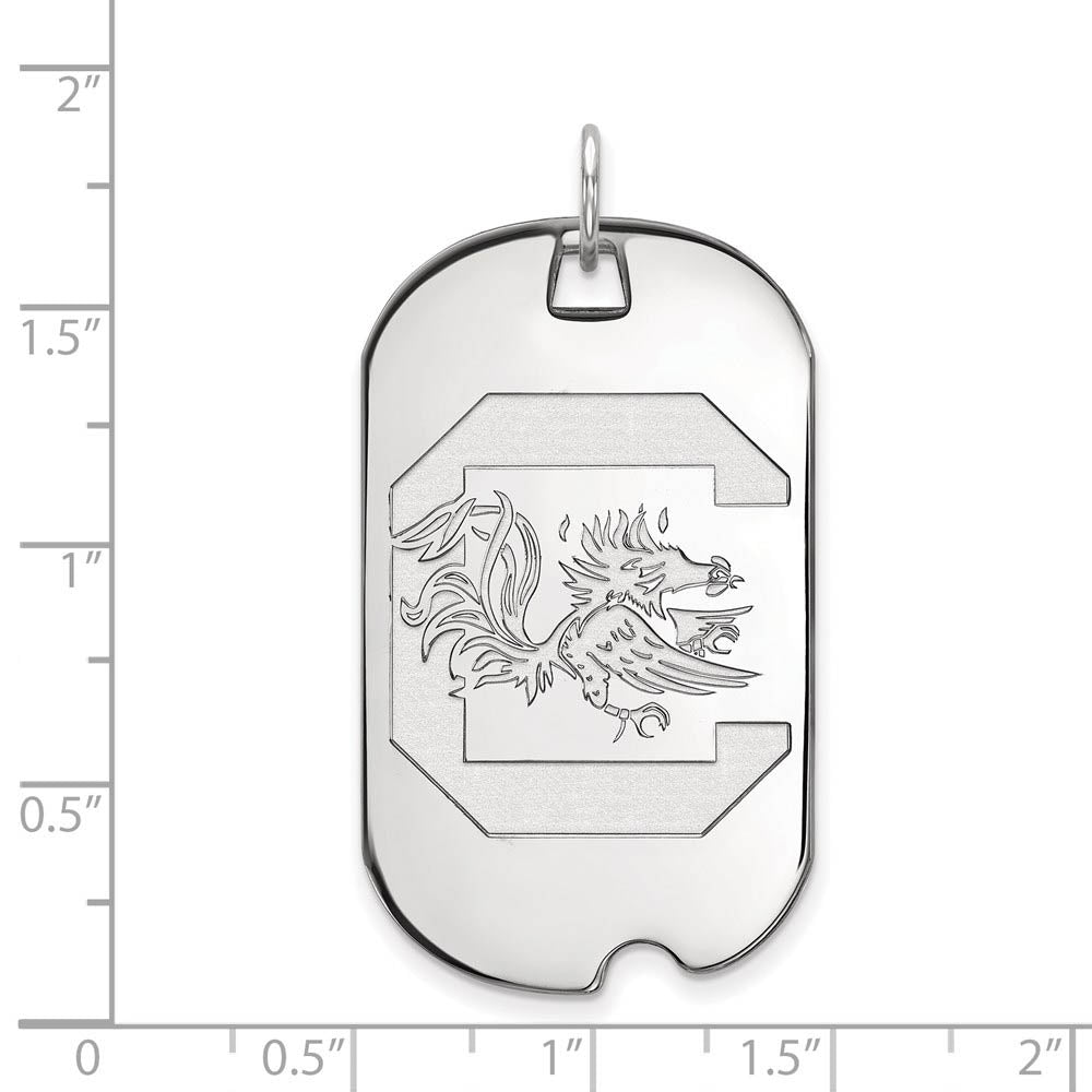 Alternate view of the 10k White Gold South Carolina Large Dog Tag Pendant by The Black Bow Jewelry Co.