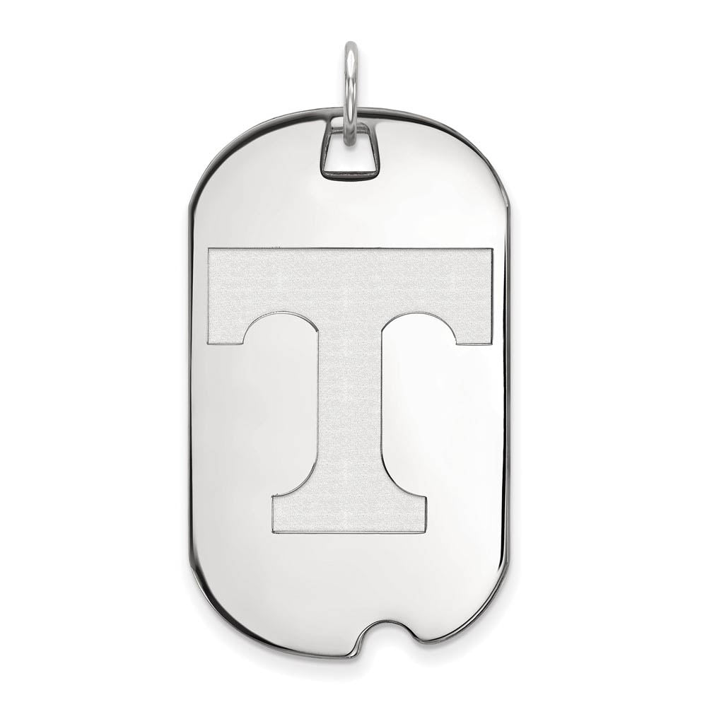 10k White Gold U. of Tennessee Large Initial T Dog Tag Pendant, Item P15970 by The Black Bow Jewelry Co.
