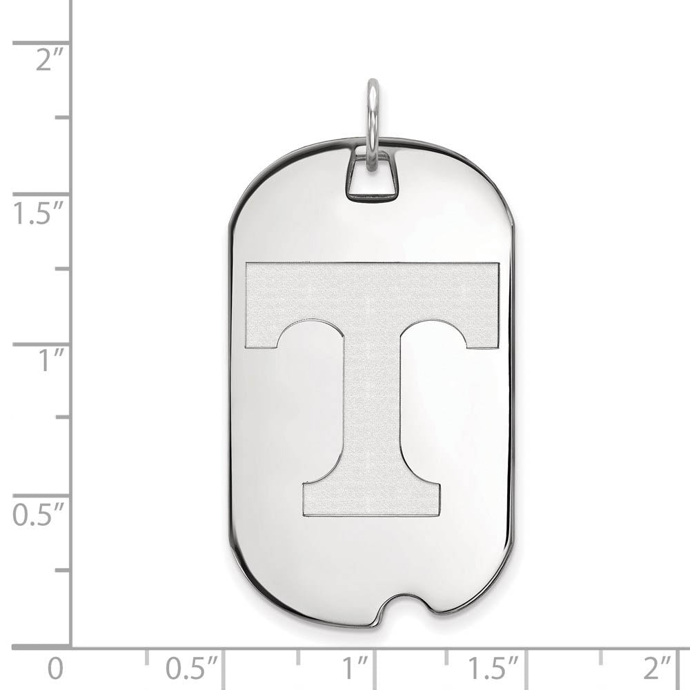 Alternate view of the 10k White Gold U. of Tennessee Large Initial T Dog Tag Pendant by The Black Bow Jewelry Co.