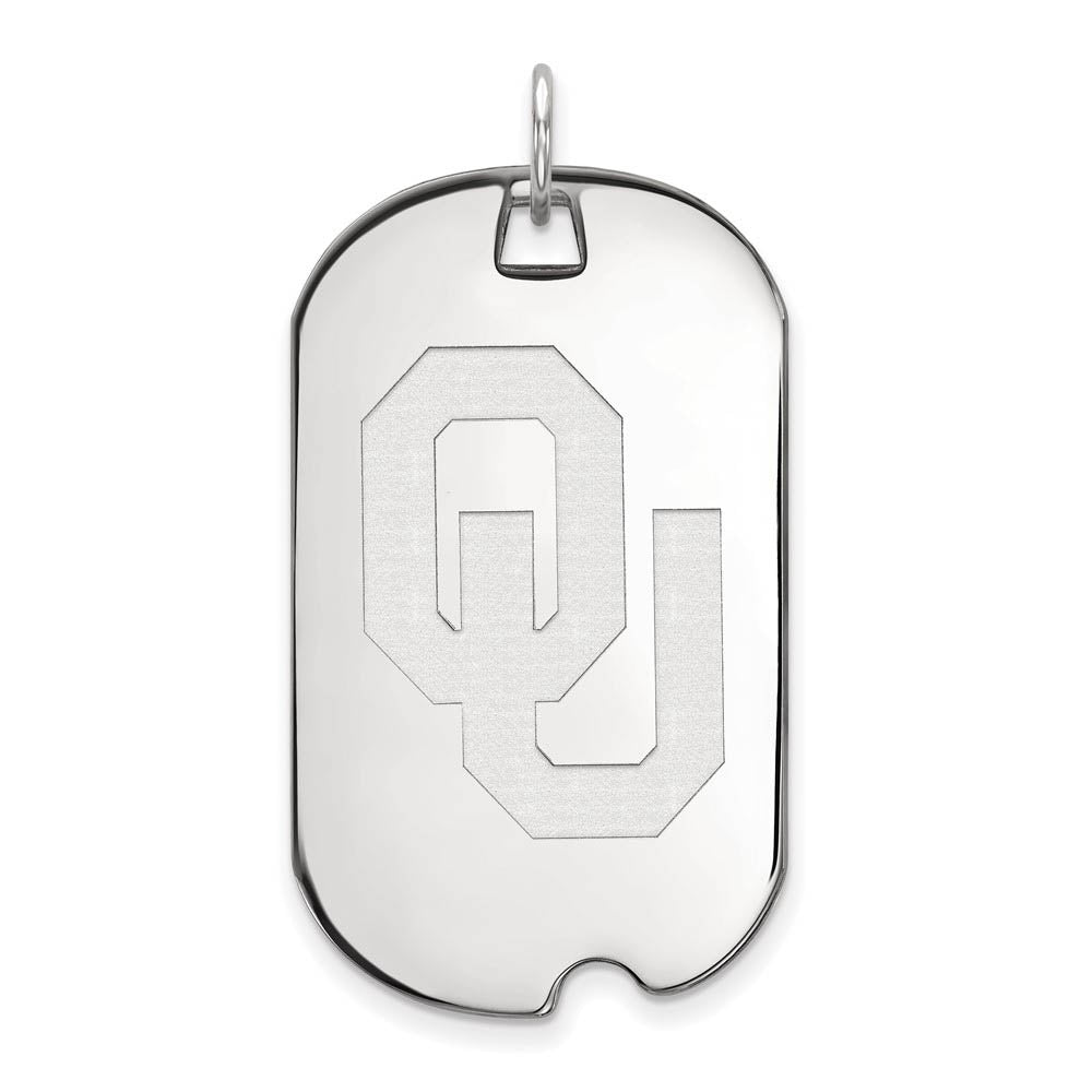 10k White Gold U. of Oklahoma Large 'OU' Dog Tag Pendant, Item P15975 by The Black Bow Jewelry Co.