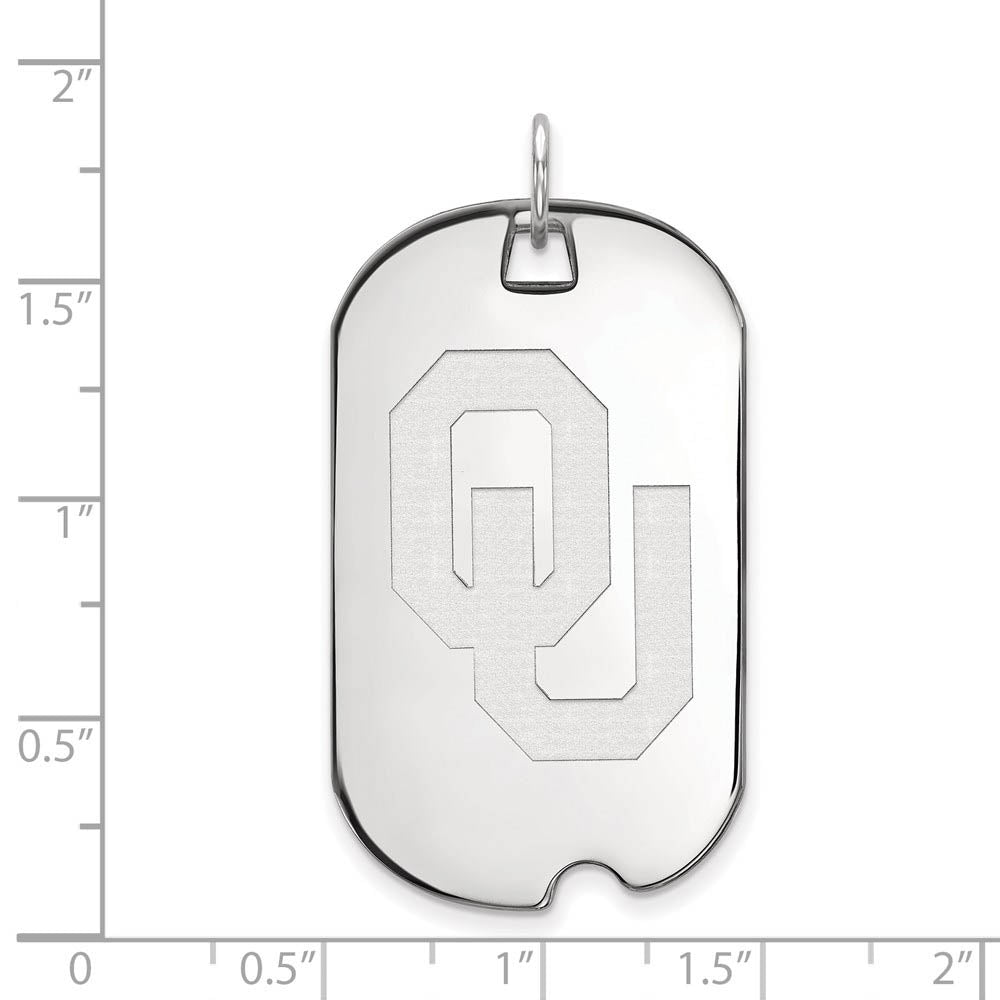 Alternate view of the 10k White Gold U. of Oklahoma Large 'OU' Dog Tag Pendant by The Black Bow Jewelry Co.