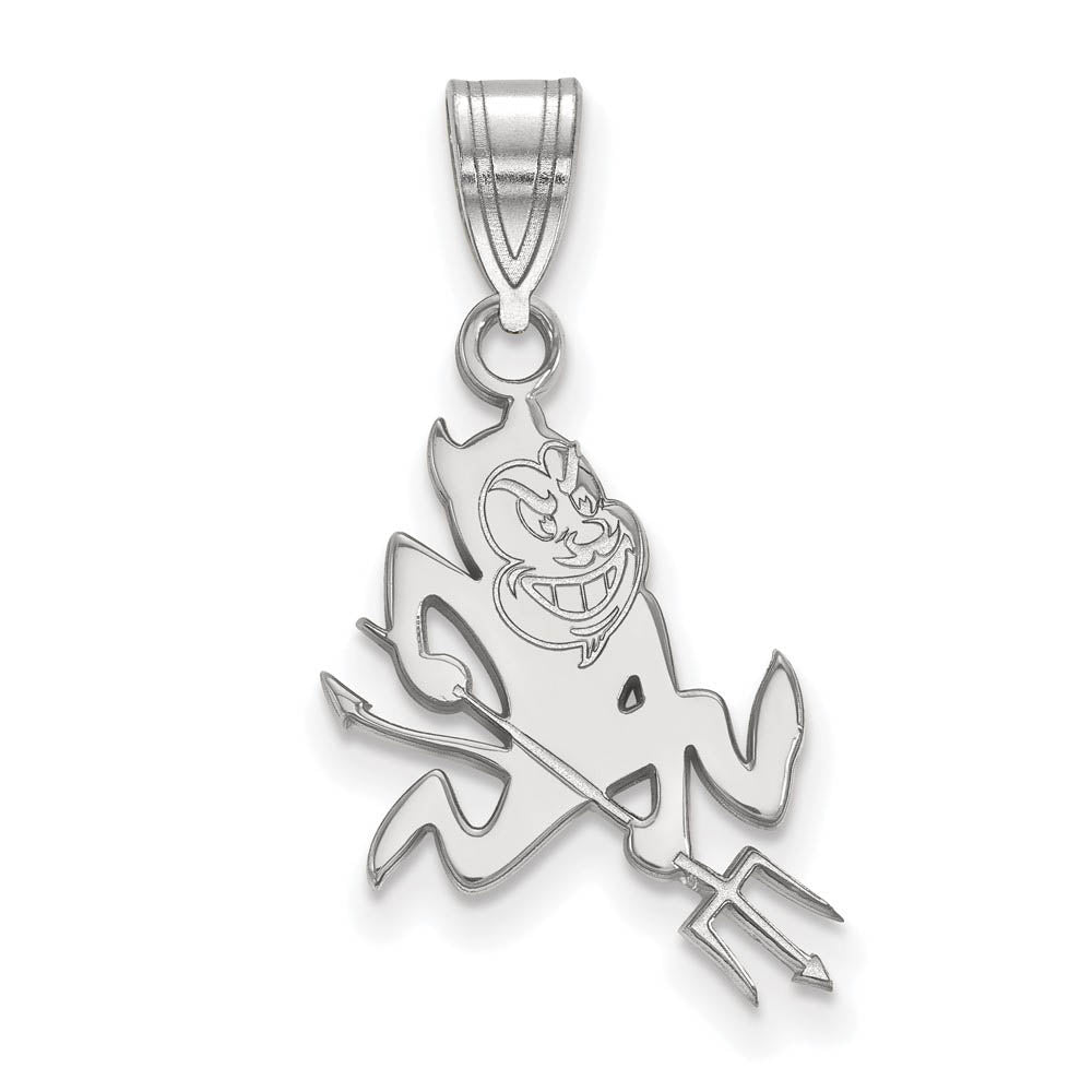 10k White Gold Arizona State Large Logo Mascot Pendant, Item P15985 by The Black Bow Jewelry Co.