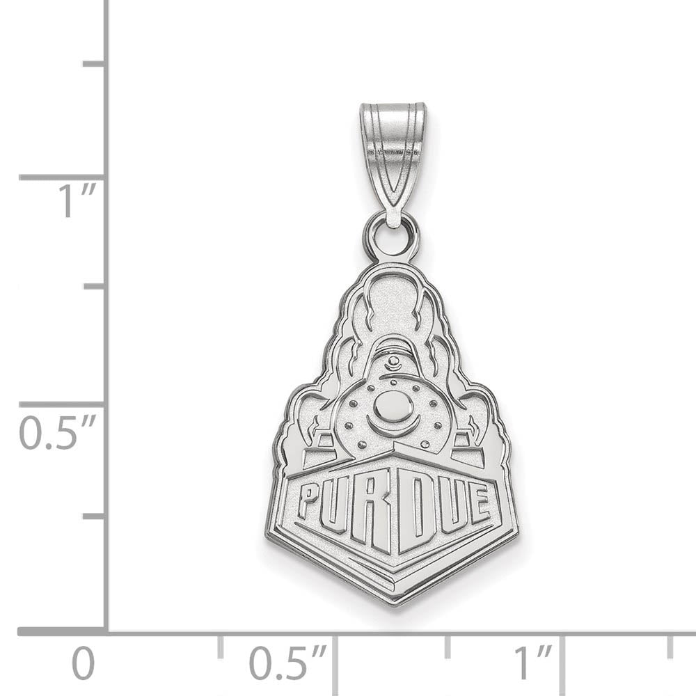 Alternate view of the 10k White Gold Purdue Large Logo Pendant by The Black Bow Jewelry Co.