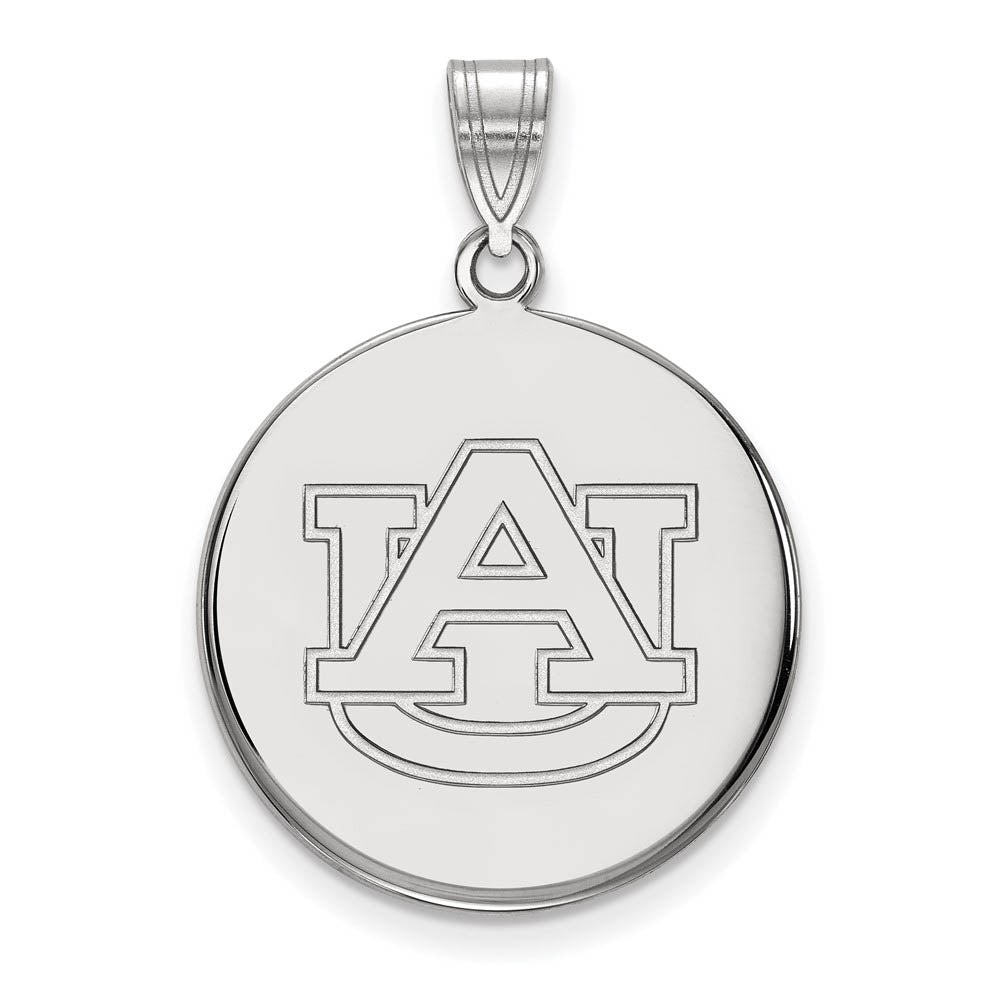 10k White Gold Auburn U Large Disc Pendant, Item P15994 by The Black Bow Jewelry Co.