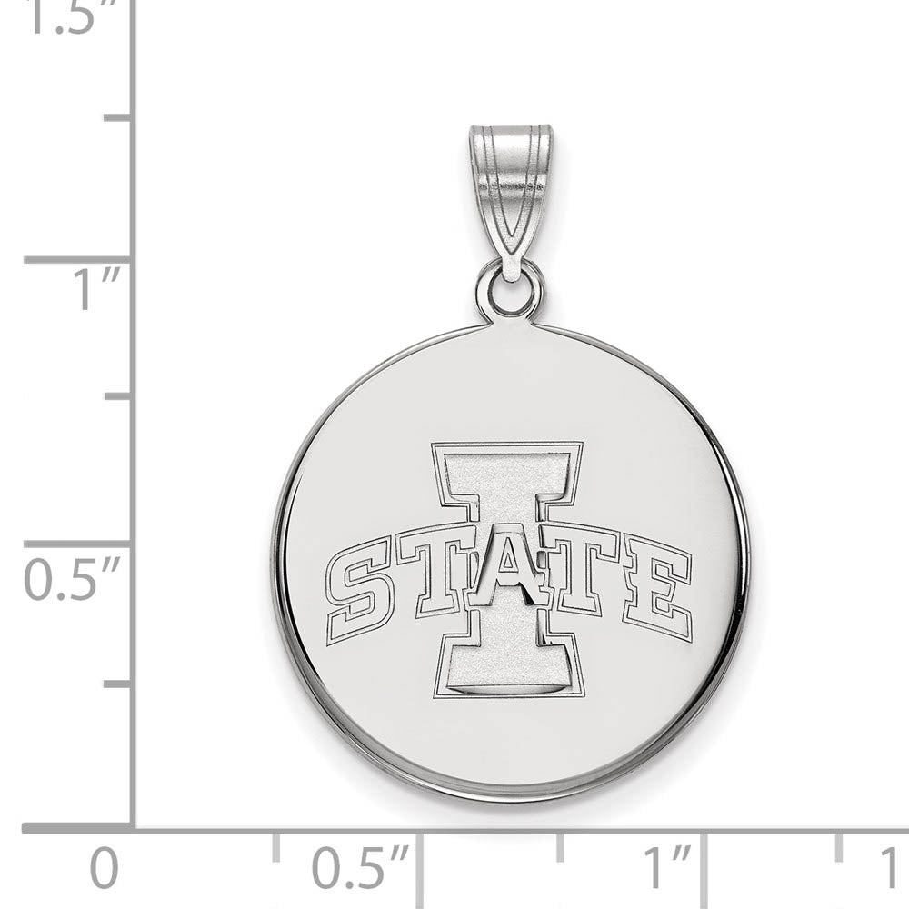 Alternate view of the 10k White Gold Iowa State Large Disc Pendant by The Black Bow Jewelry Co.