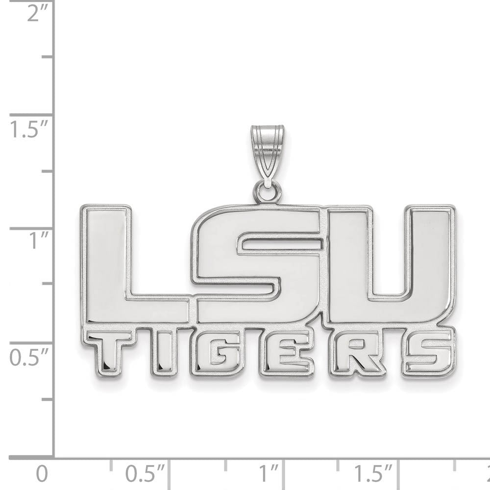 Alternate view of the 10k White Gold Louisiana State Large 'LSU TIGERS' Pendant by The Black Bow Jewelry Co.