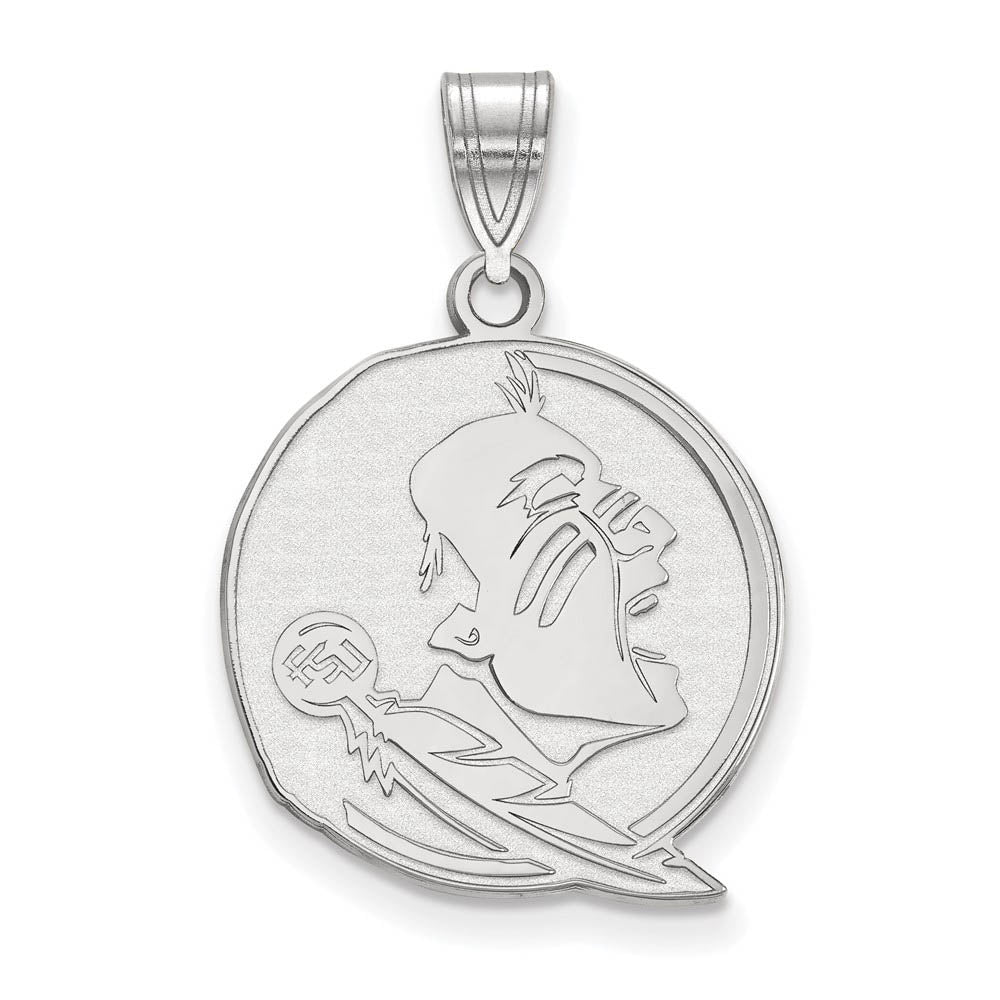 10K White Gold Florida State Large Mascot Disc Pendant, Item P16010 by The Black Bow Jewelry Co.