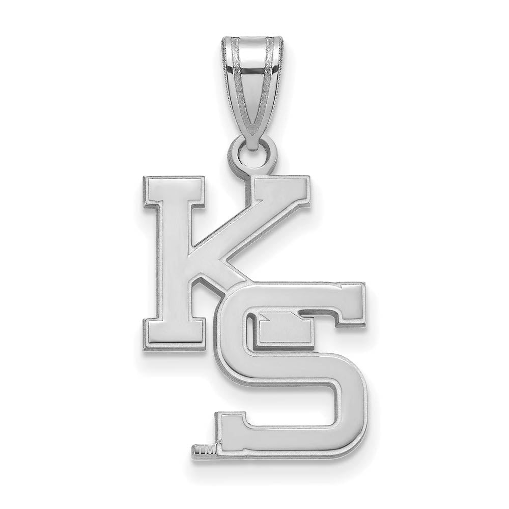 10k White Gold Kansas State Large 'KS' Pendant, Item P16011 by The Black Bow Jewelry Co.