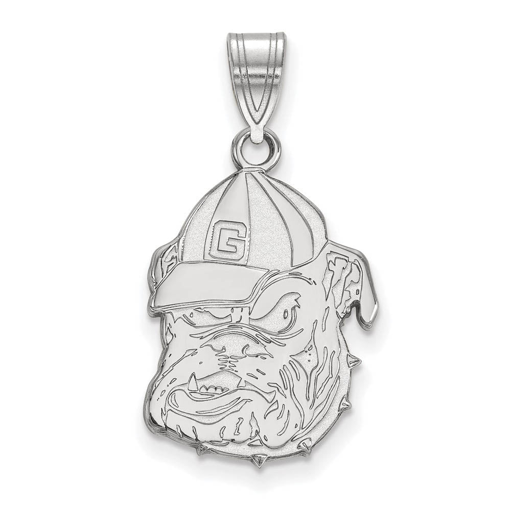 10k White Gold U. of Georgia Large Mascot Pendant, Item P16015 by The Black Bow Jewelry Co.